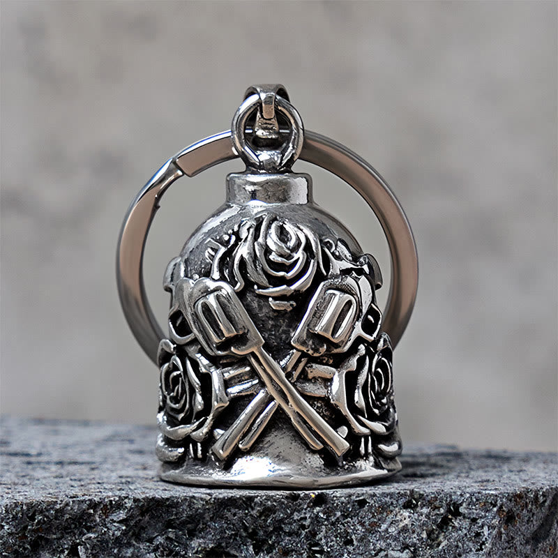 Double Guns And Roses Bell Keychain For Riding - Keychain - image 0
