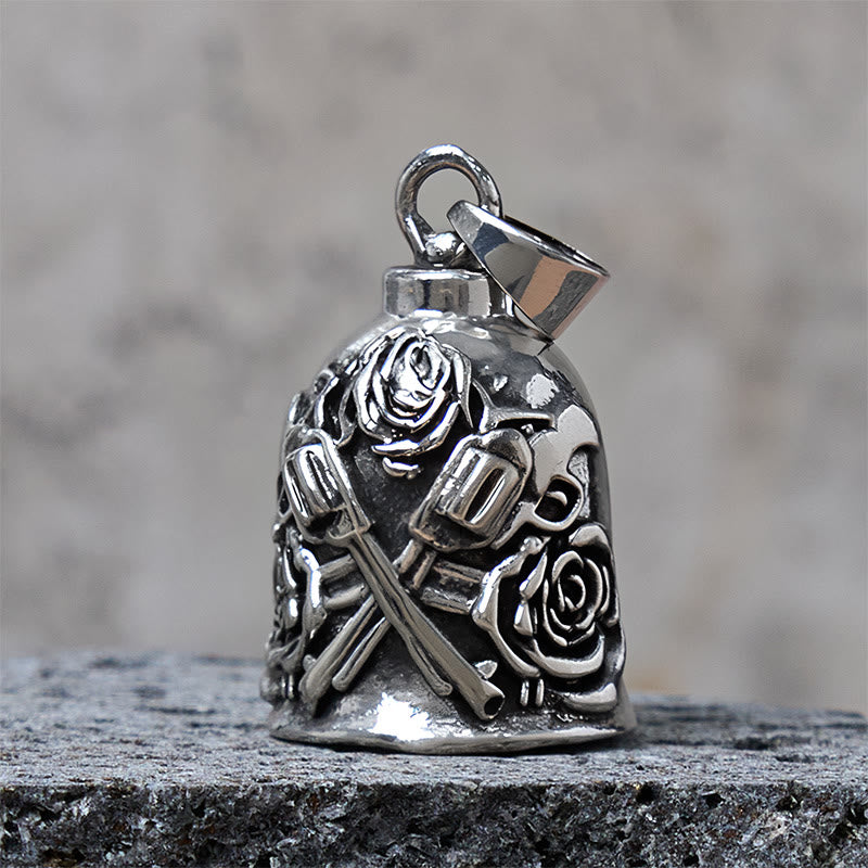 Double Guns And Roses Bell Keychain For Riding - image 4