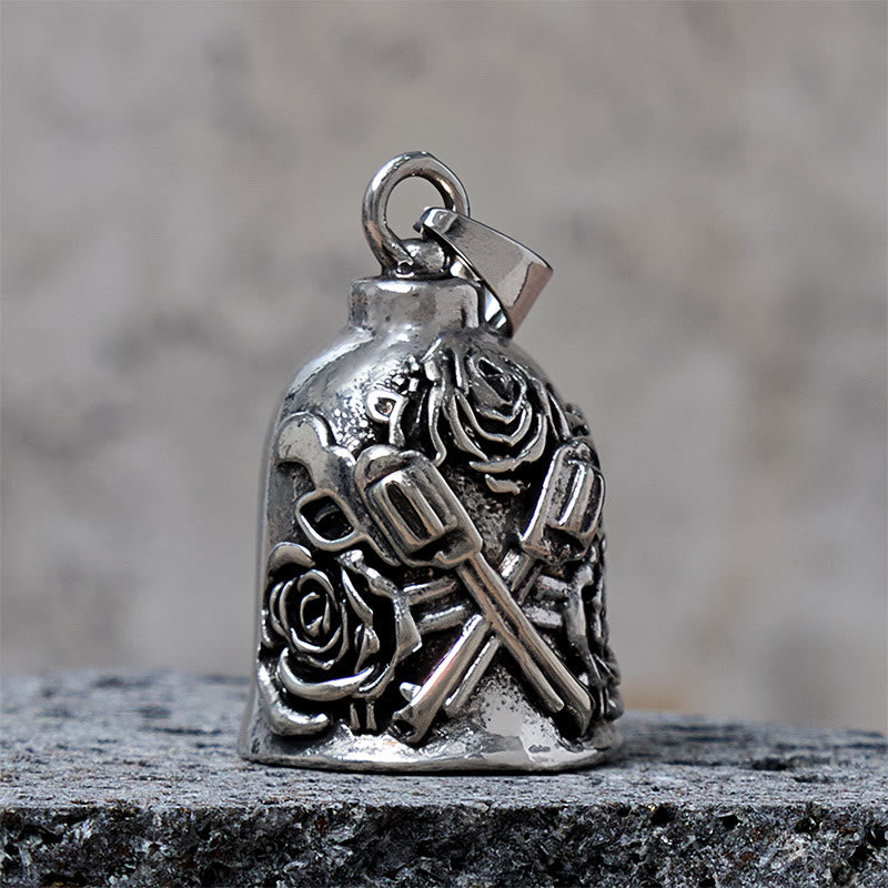 Double Guns And Roses Bell Keychain For Riding - image 3