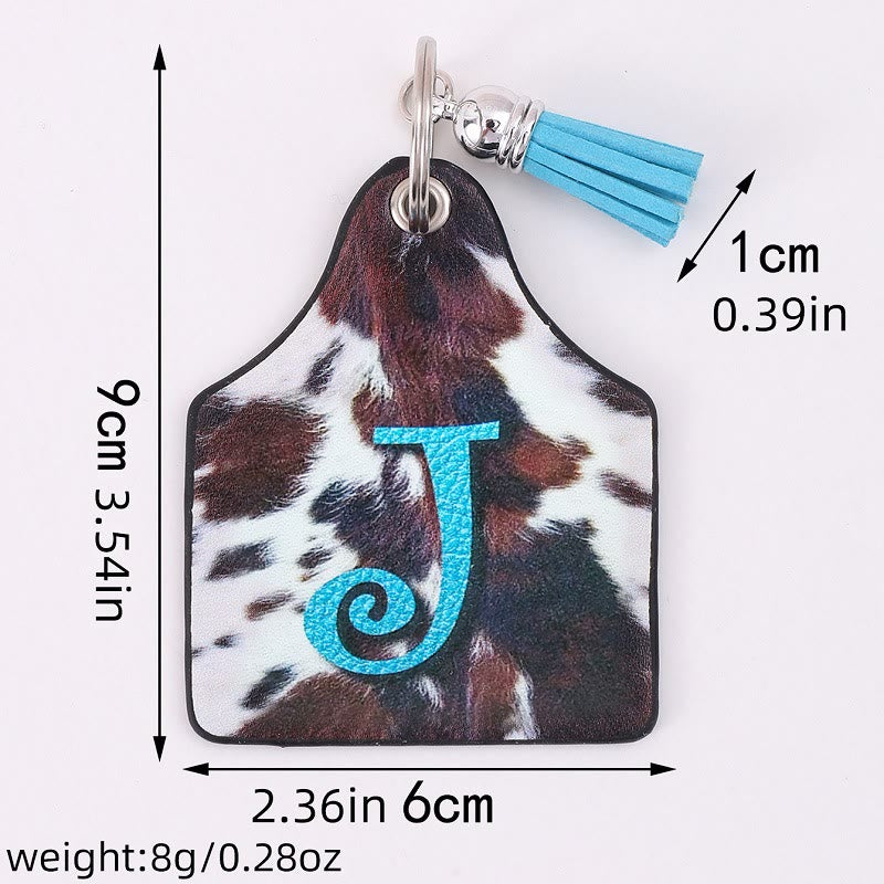 Western Cow Letter Print Pendant Horseshoe Buckle Keychain - image 9