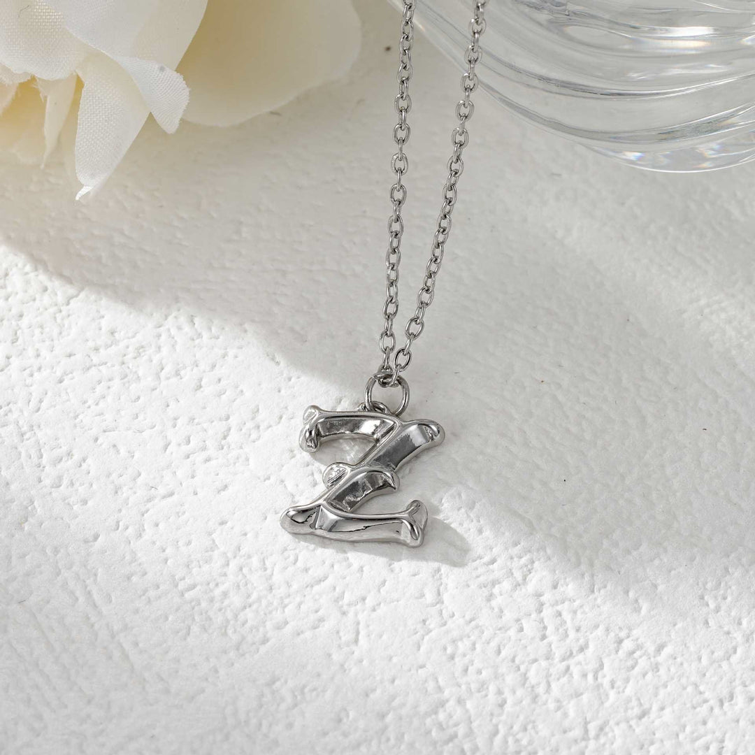 Elegant Golden & Sliver Letter Pendant Women's Necklace - Silver - Z - image 53