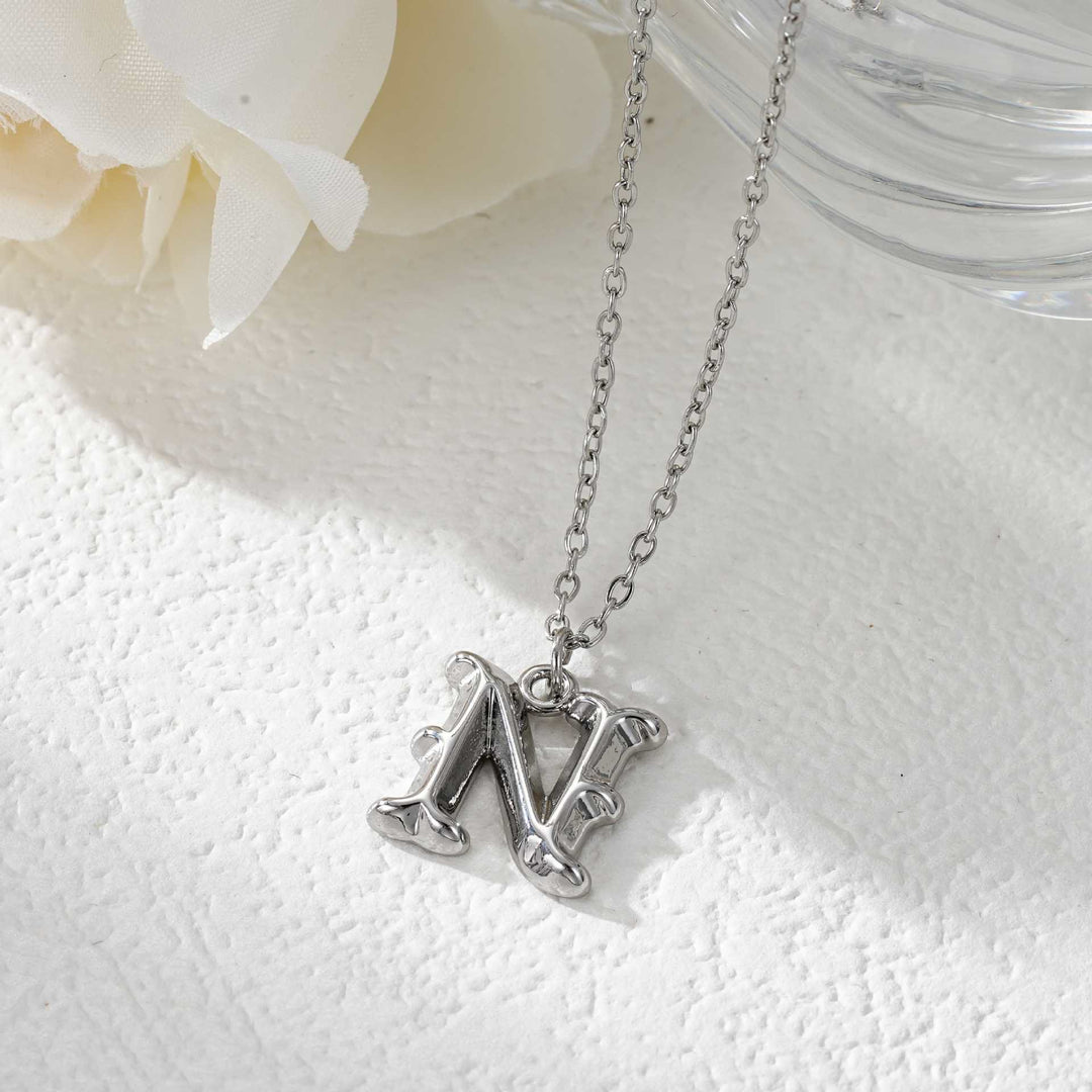 Elegant Golden & Sliver Letter Pendant Women's Necklace - Silver - N - image 41