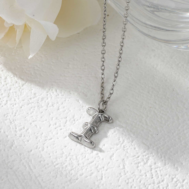 Elegant Golden & Sliver Letter Pendant Women's Necklace - Silver - I - image 36