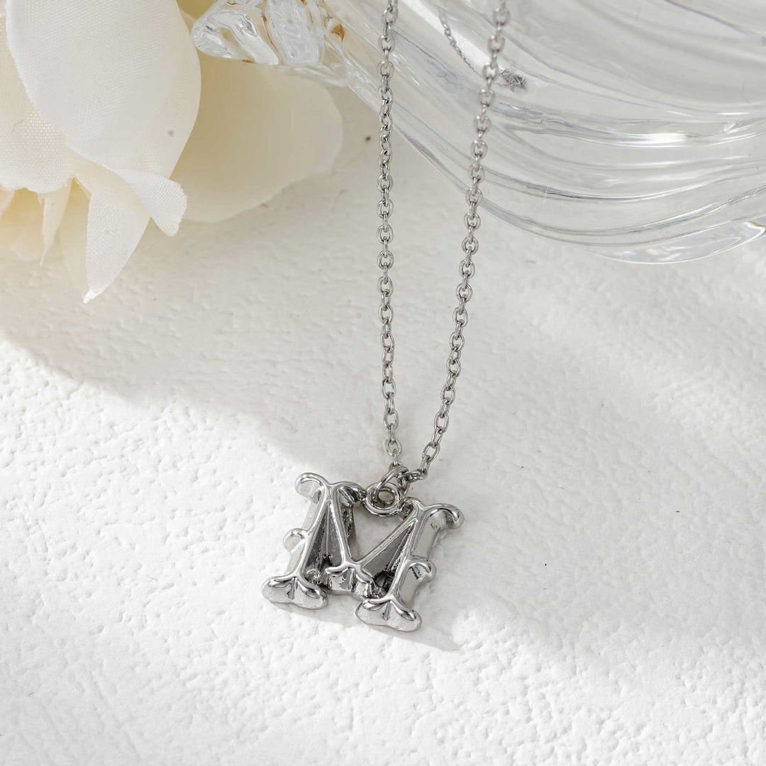 Elegant Golden & Sliver Letter Pendant Women's Necklace - Silver - M - image 40