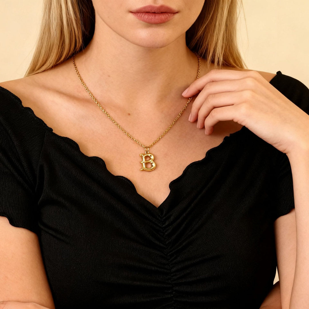 Elegant Golden & Sliver Letter Pendant Women's Necklace - image 0