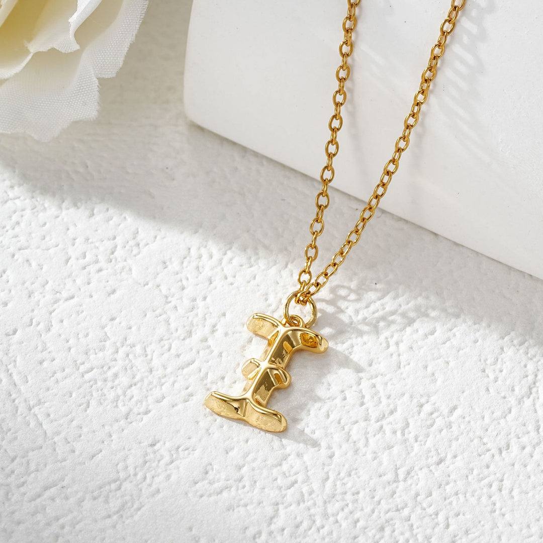 Elegant Golden & Sliver Letter Pendant Women's Necklace - Golden - I - image 10