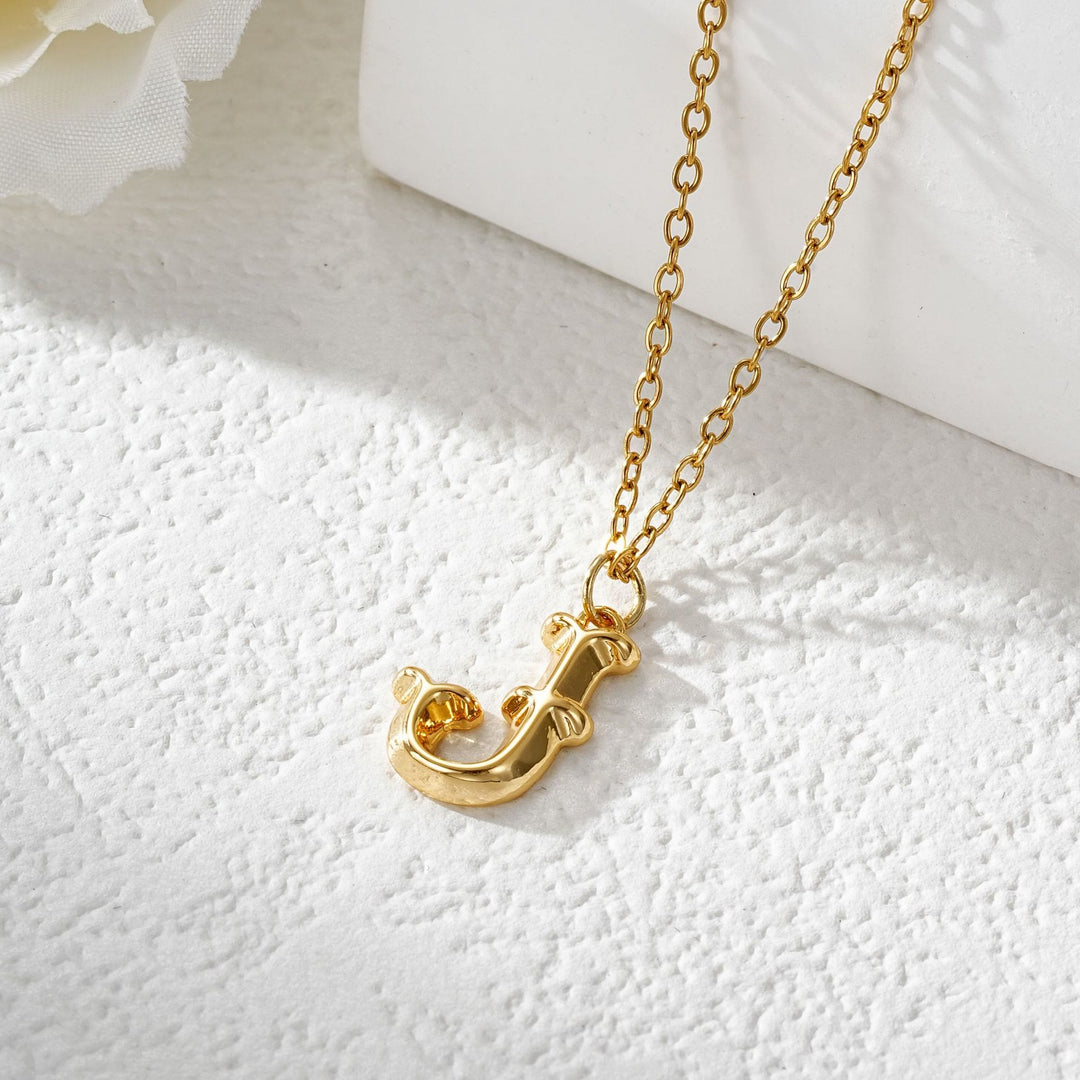 Elegant Golden & Sliver Letter Pendant Women's Necklace - Golden - J - image 11