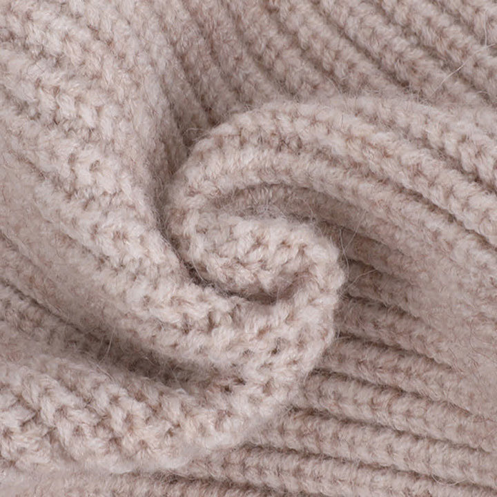 3Pcs Solid Color Knitted Beanie Hat Scarf Gloves Set - image 7