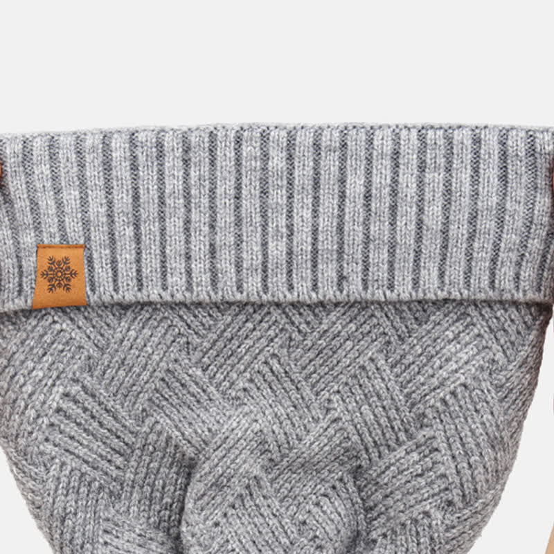 3Pcs Weaving Pattern Hat Neck Gaiter Gloves Set - image 3