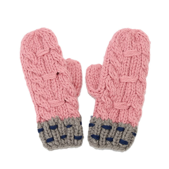 3Pcs Trendy Line Design Color-Blocked Hat Scarf Gloves Set - image 9