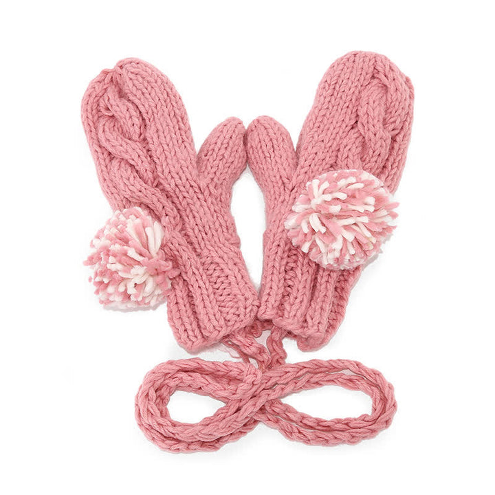 3Pcs Twist Design Hat Scarf Gloves Set With Pom Pom - image 17