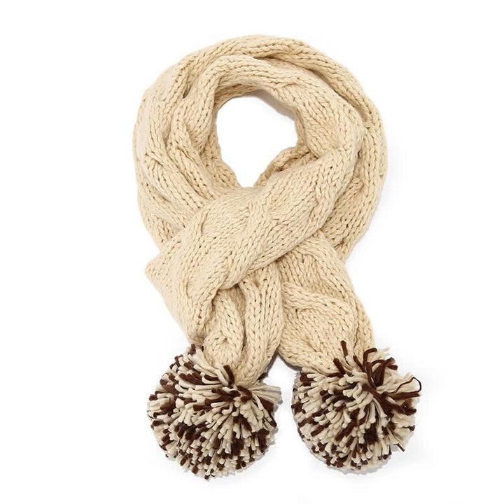 3Pcs Twist Design Hat Scarf Gloves Set With Pom Pom - image 10