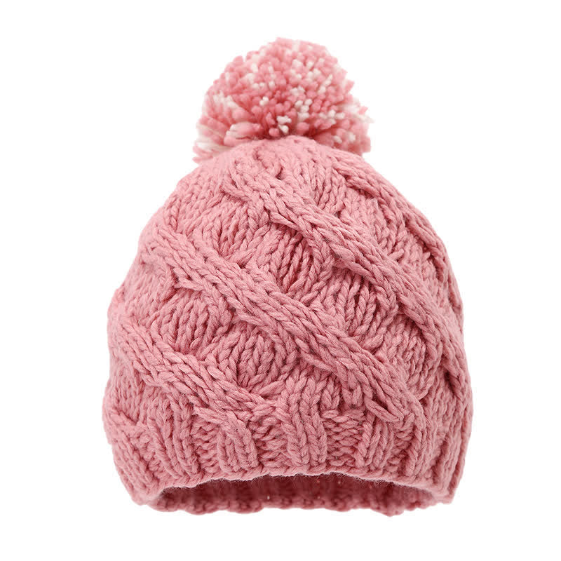 3Pcs Twist Design Hat Scarf Gloves Set With Pom Pom - image 15