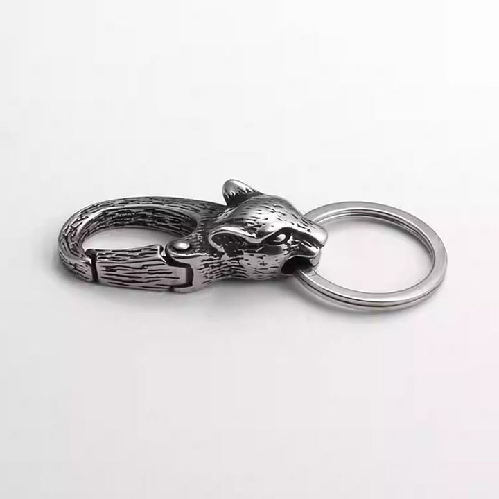 Creative Leopard Head Rust-proof Metal Keychain - image 2