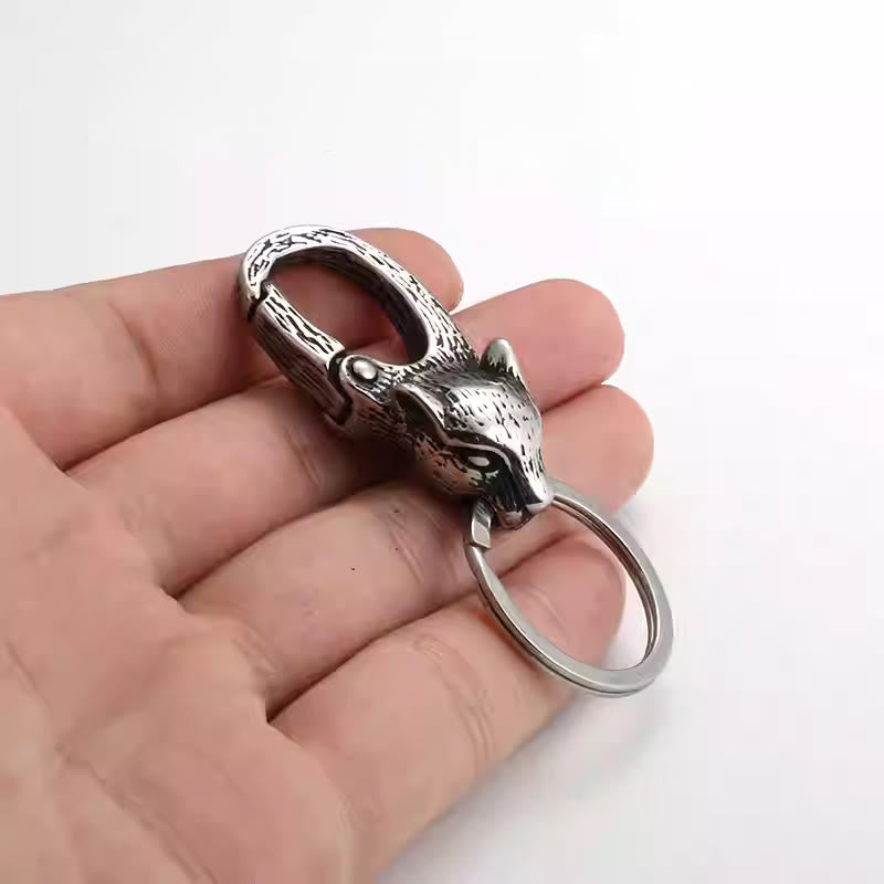 Creative Leopard Head Rust-proof Metal Keychain - image 0