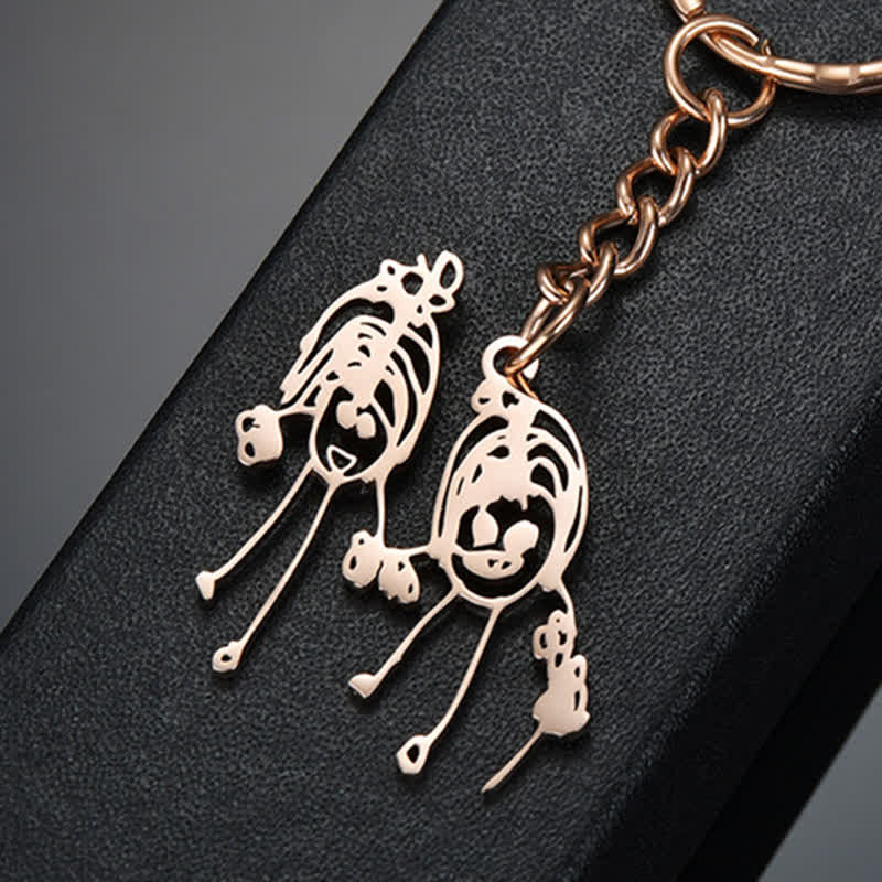 Creative Cutsom Actual Kids Drawing Artwork Keychain - Rose Gold - image 7