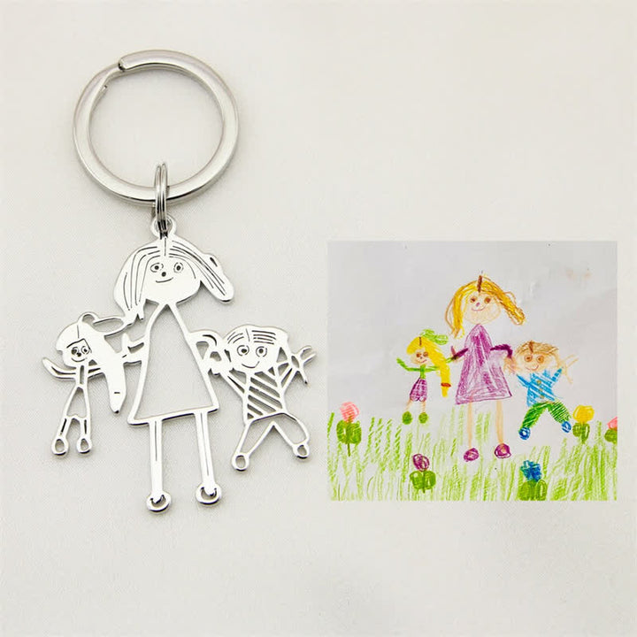 Creative Cutsom Actual Kids Drawing Artwork Keychain - image 5