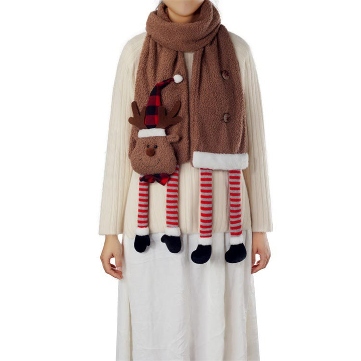 Christmas Brown Cute Elk Winter Warm Scarf - image 1