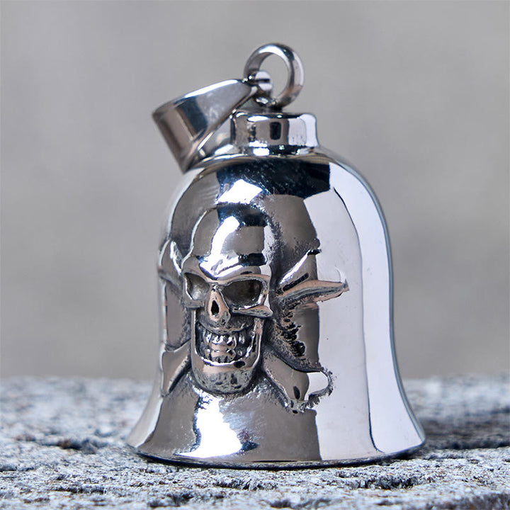 Silver Viking Skull Riding Bell Keychain - image 2