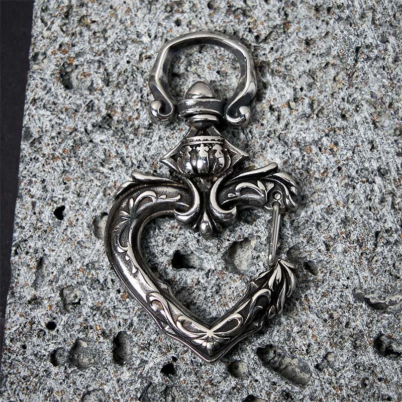 Vintage Rotatable Heart-shaped Polished Metal Keychain - image 5