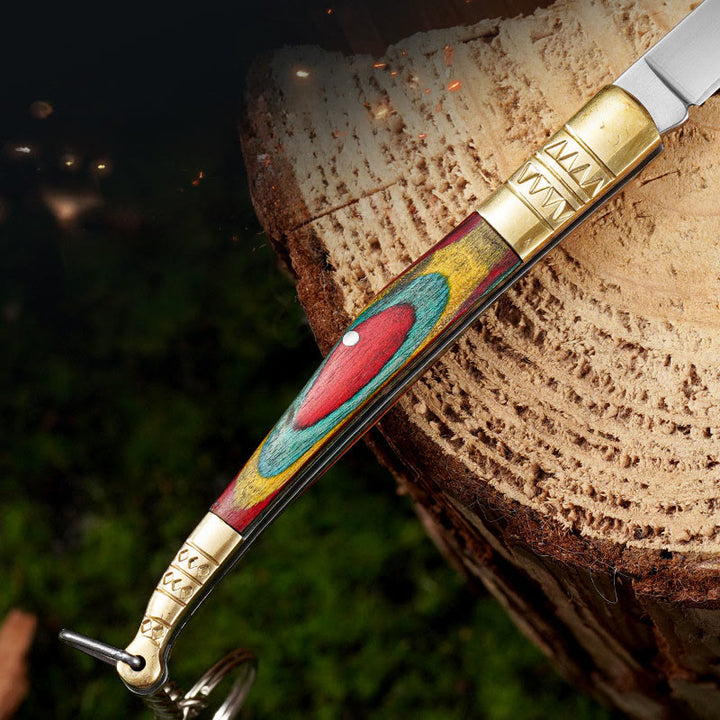 Colorful Handle Outdoor Folding Knife White Crystal Buddha Hand Necklace - image 2