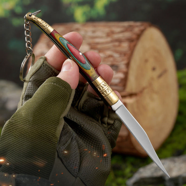 Colorful Handle Outdoor Folding Knife White Crystal Buddha Hand Necklace - image 3