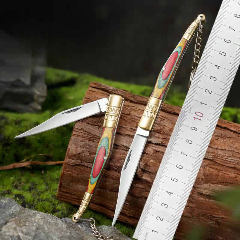 Colorful Handle Outdoor Folding Knife White Crystal Buddha Hand Necklace - image 3