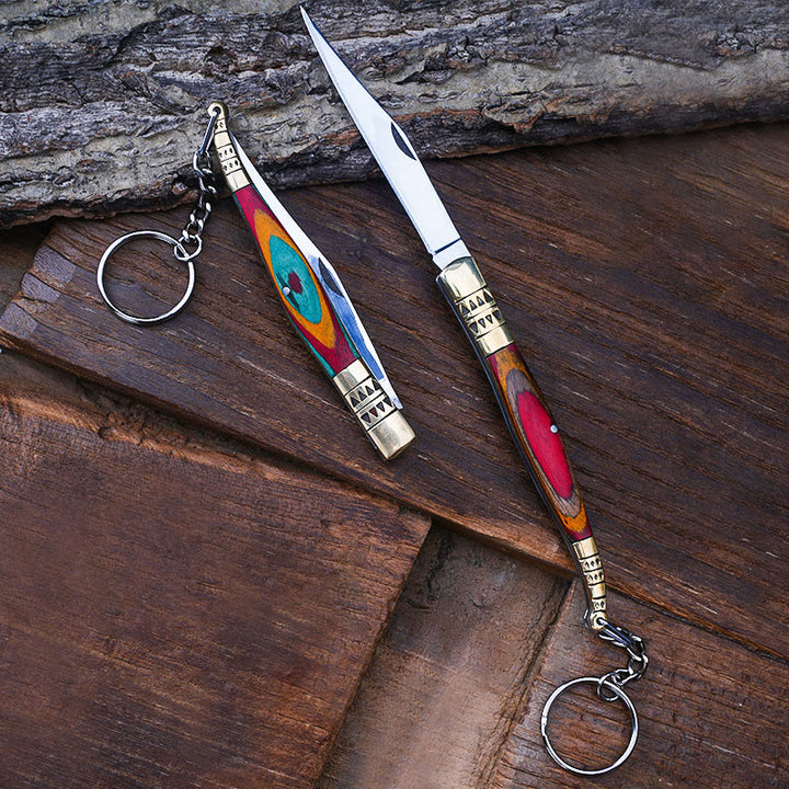 Colorful Brass Folding Knife Buddha Hand & Redstone Necklace - image 4