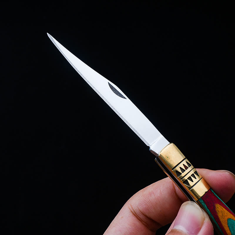 Colorful Brass Folding Knife Buddha Hand & Redstone Necklace - image 6