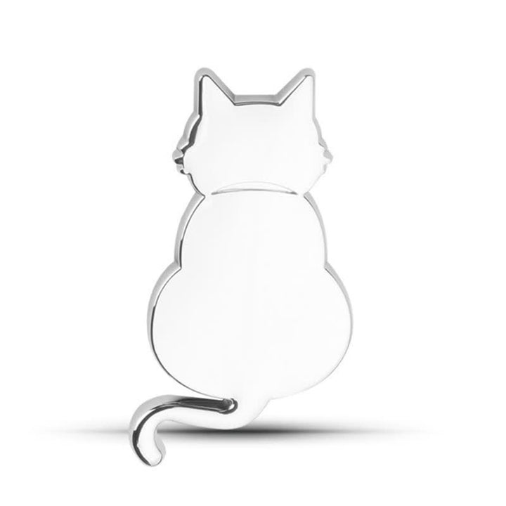 Decorative Cute Cat Pet Metal Sticker Car Badge - Silver - Back View Cat - image 13