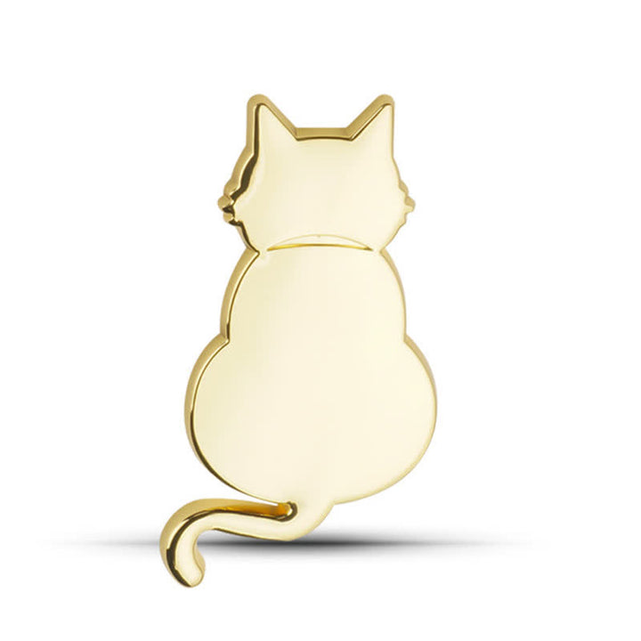 Decorative Cute Cat Pet Metal Sticker Car Badge - Gold - Back View Cat - image 15