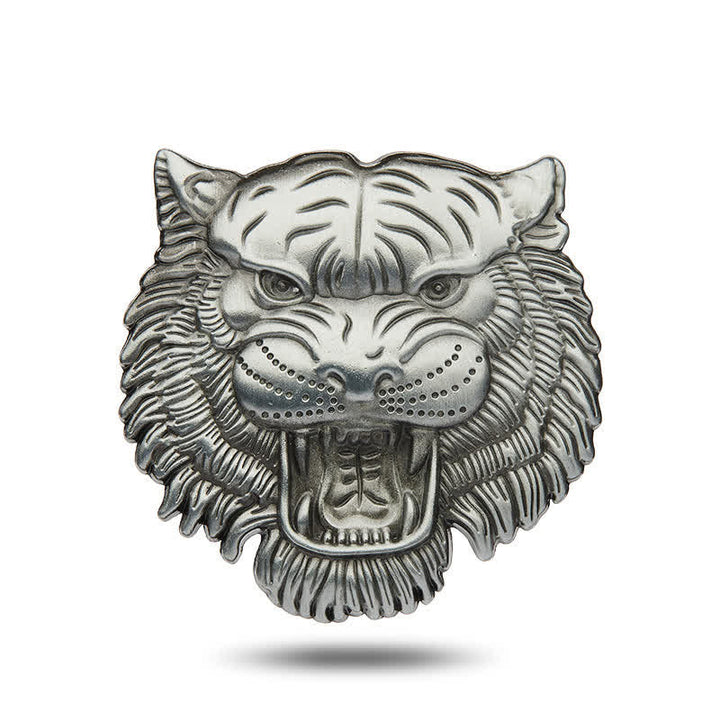 Domineering Tiger Head Metal Sticker Car Badge - Matte Silver - image 8