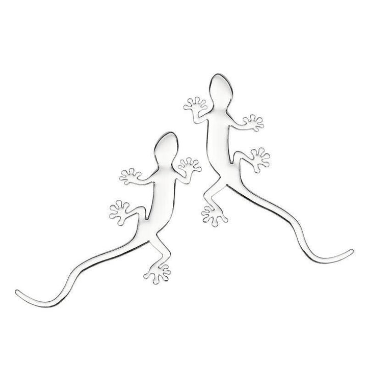 1 Pair Of  Gecko Animal Metal Sticker Car Badge - Silver - image 8
