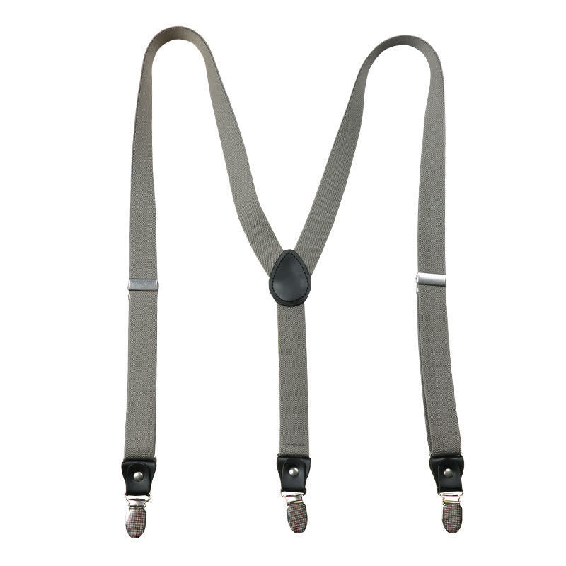 Solid Gray Gentleman Y-back Elastic Suspenders - image 4