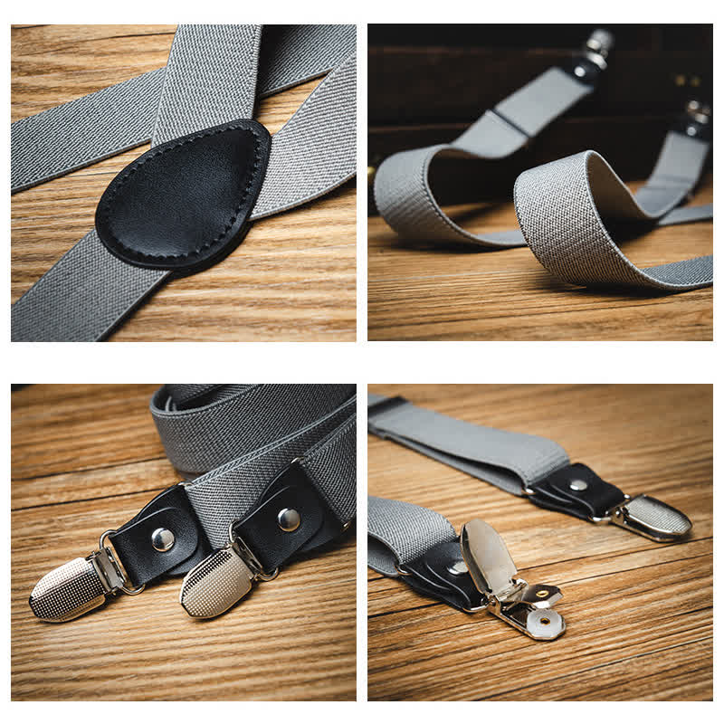 Solid Gray Gentleman Y-back Elastic Suspenders - image 3