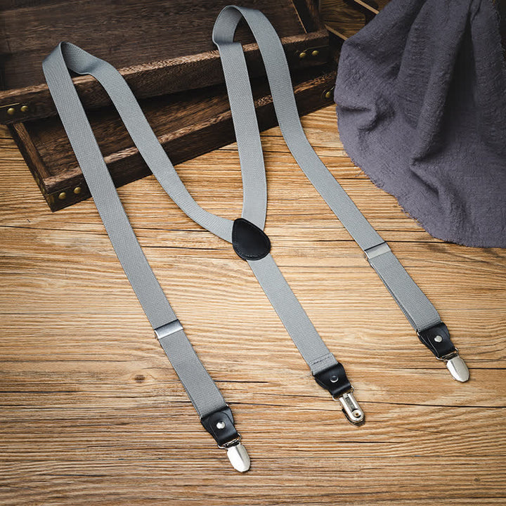 Solid Gray Gentleman Y-back Elastic Suspenders - Gray - image 0