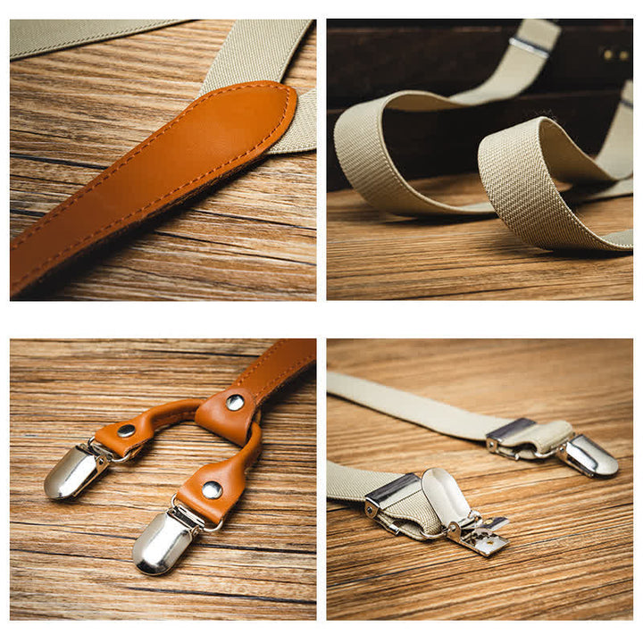 Light Khaki Best Man Y-back Elastic Suspenders - image 3