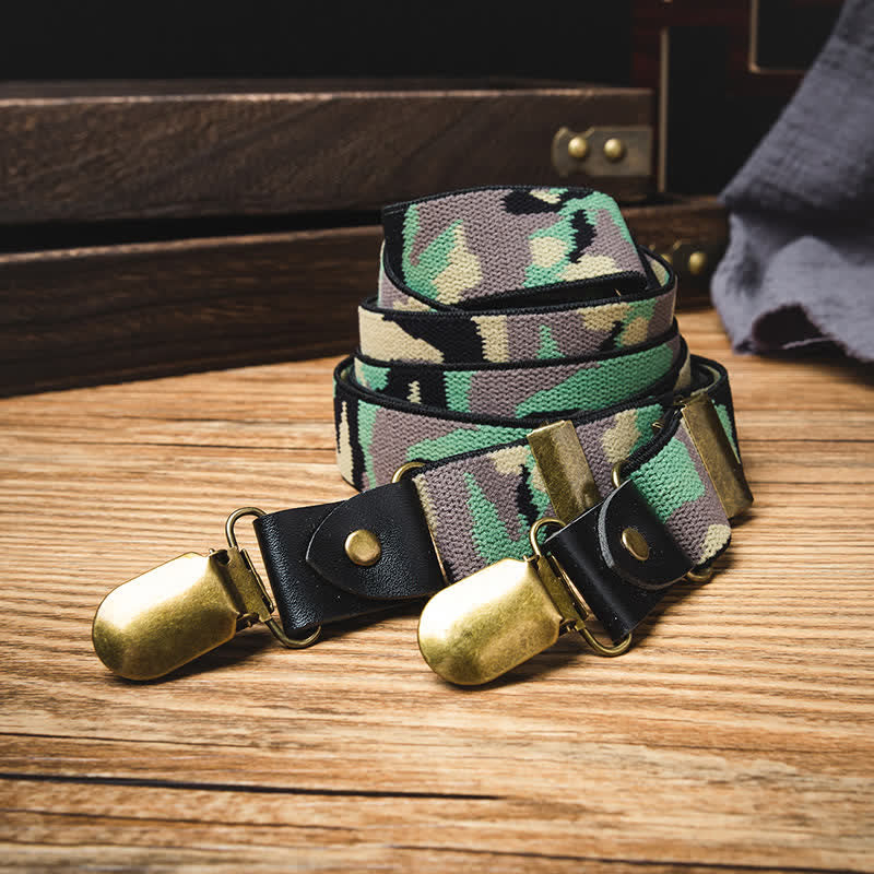 Green Camouflage Pattern Y-back Elastic Suspenders - image 2