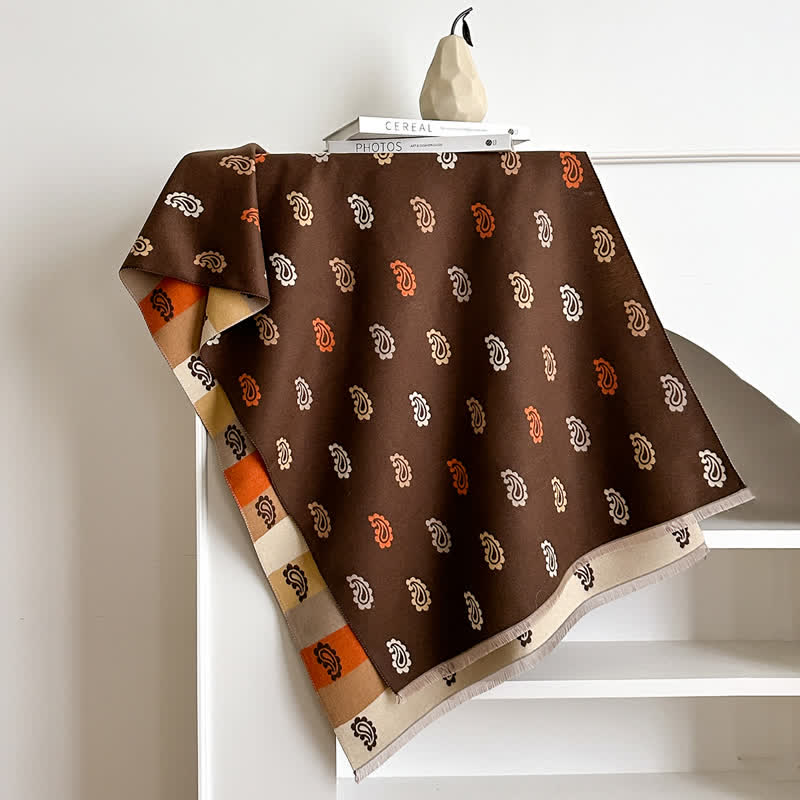 Warm Winter Colorful Paisley & Bold Striped Scarf - image 6