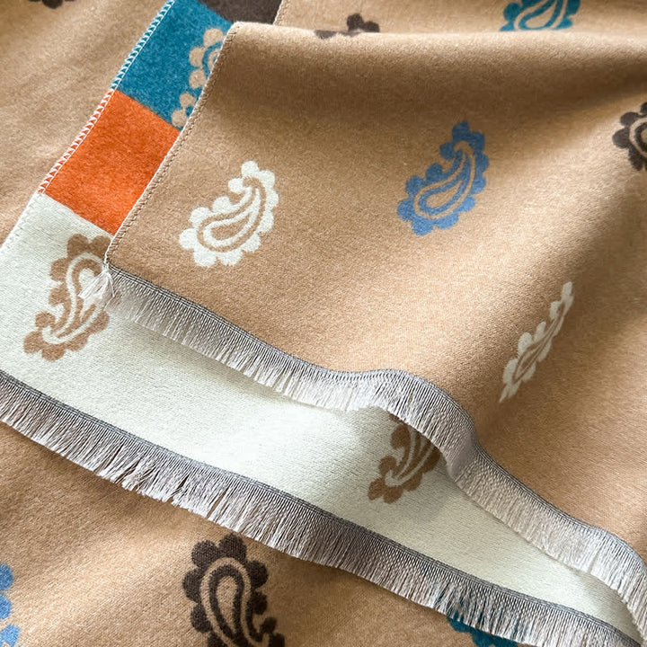 Warm Winter Colorful Paisley & Bold Striped Scarf - image 2