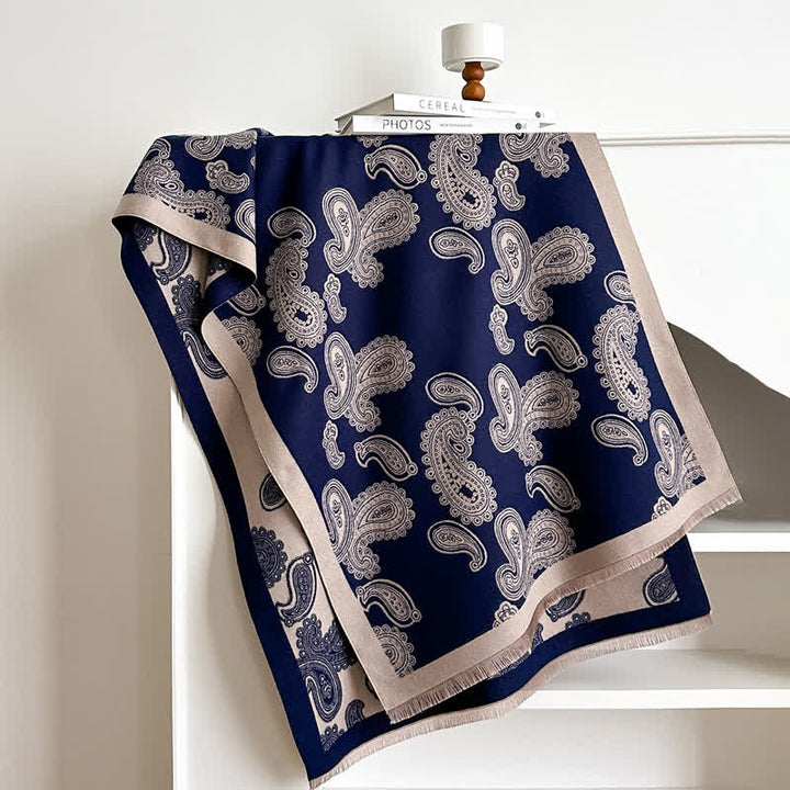 Intricate Paisley Pattern Double Sided Warm Scarf - image 1