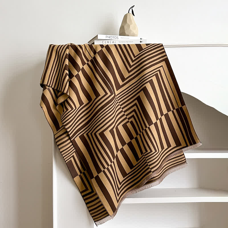 Dazzling Geometric Optical-Art Striped Pattern Scarf - image 3