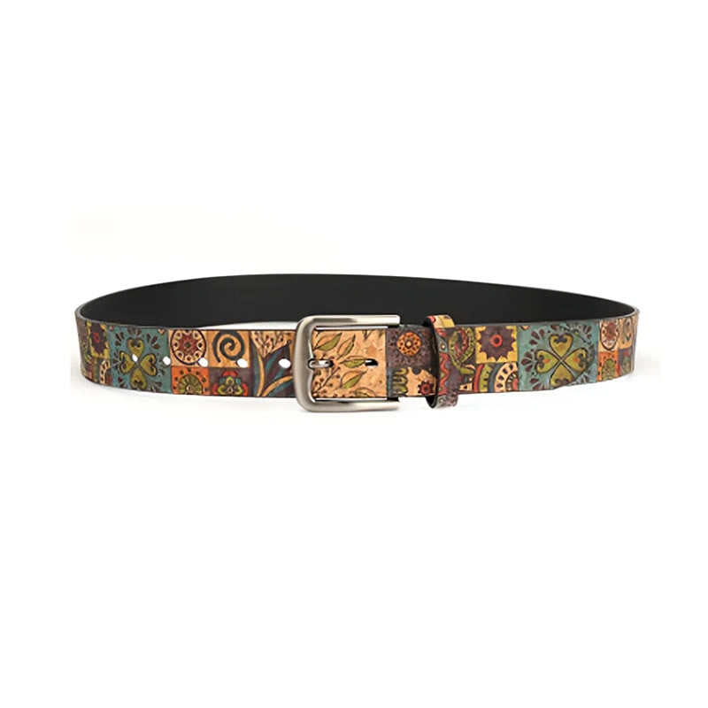 Women's Bohemian Style Patterned Leather Belt - image 0