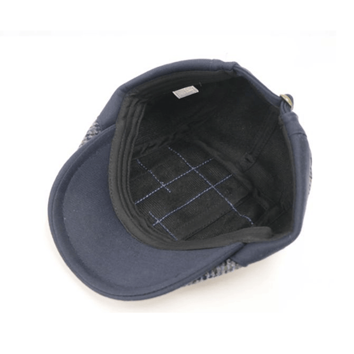 Vintage Art Splicing Winter Warm Men's Beret Hat - image 4