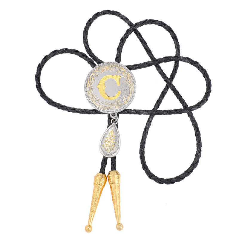 Initial Letter A To Z Bolo Tie With Teardrop-Shaped Pendant - image 7