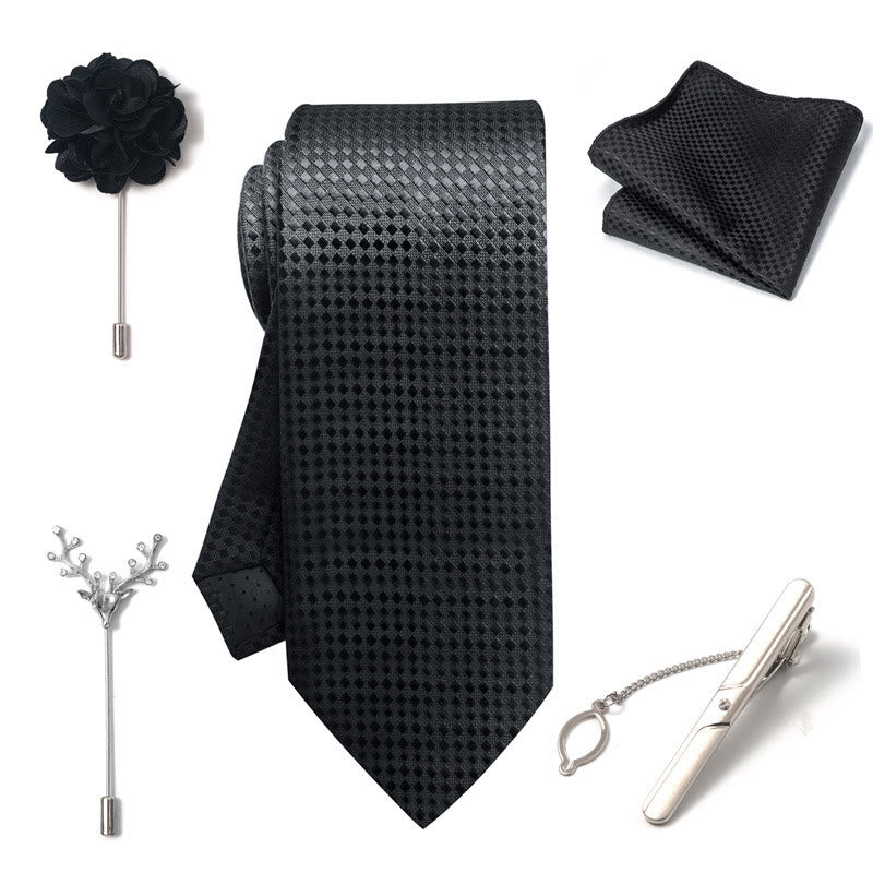 5Pcs Men's Elegant Pocket Square Brooch Corsage Necktie Set - image 33