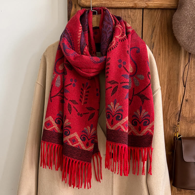 Women's Bohemian Style Printed Tassels Winter Warm Shawl Scarf - image 7