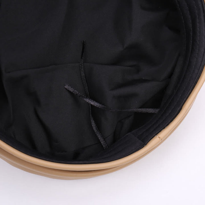 Two-Tone Star Studs Leather Beret Hat With Chain - image 3