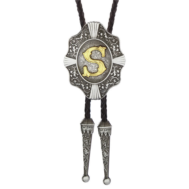 Intricate Filigree Design Initial Letter A To Z Bolo Tie - Silver - S - image 19