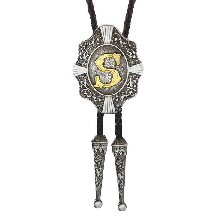 Intricate Filigree Design Initial Letter A To Z Bolo Tie - Silver - S - image 19